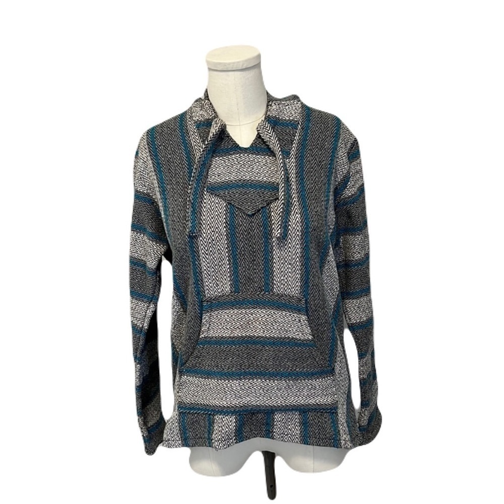 Original Senor Lopez gray/black/blue Baja Beach hoodie size small